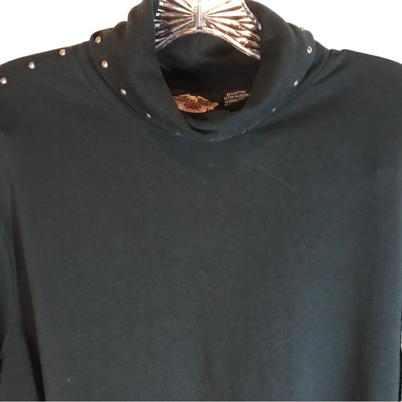 Harley Davidson women’s black studded turtleneck long sleeve size L cycle queen - Picture 3 of 12